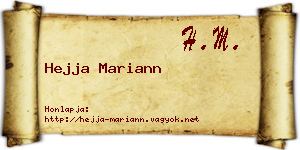 Hejja Mariann névjegykártya